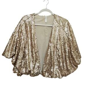 Mural NWT Gold Bling Sequence Cropped Jacket. Onesize. FLAW!! Party. Drag queen.